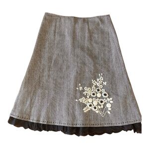 Intuitions herringbone embroidered skirt Size 2